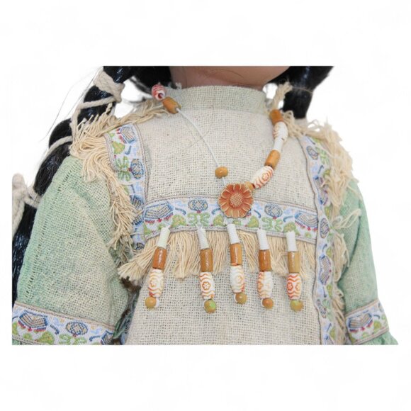 Native American-Inspired Porcelain Doll With Beaded Accessories Dreamcatcher & B - Picture 6 of 12